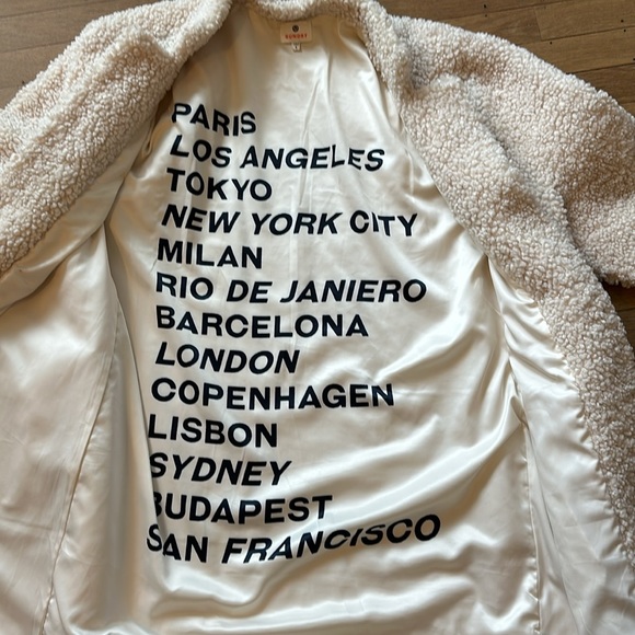 Sundry Notch Collar Sherpa Coat - Picture 7 of 8